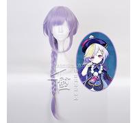 Game Genshin Impact Cosplay Wigs Qiqi Cryo Cosplay Wig Synthetic Hair Purple Long Straight Braid