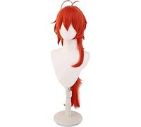 Game Genshin Impact Diluc Cosplay Wig Red Long Ponytail Cosplay Hair WigsHeat Resistant Hair KEEBON Cosplay Anime Wig Coser