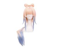Game Genshin Impact Kokomi Cosplay Wig Long Light Pink Blue Heat Resistant Synthetic Hair Wigs + Wig Cap