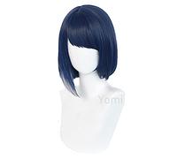 Game Genshin Impact Kujou Sara Cosplay 35cm Short Purple Wig with Bangs Women Anime Party Halloween Costume Hair Wig Cap