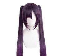 Game Genshin Impact Mona Megistus Cosplay Wig Dark Purple Hair Twin Tail Wigs + Wig Cap