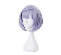 Game Genshin Impact Noelle Light Purple Short Hair Wig Role Play Cosplay Props Heat Resistant Synthetic Hair Removable Whip