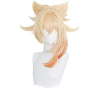 Game Genshin Impact Role Yoimiya Wig Cosplay Ponytail Gradient Blond Orange Heat Resistant Hair Halloween Anime Role Play