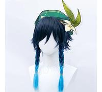 Game Genshin Impact Venti cosplay Wigs Blue gradient short hair Fiber synthetic wig + brand wig net