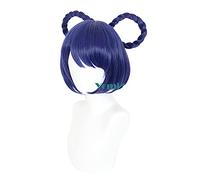 Game Genshin Impact Xiangling Cosplay Wig Dark Blue Hair Heat Resistant Synthetic Wig Headwear Wig Cap Halloween