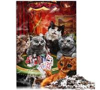 Game Gift Jigsaw Cat Playing Poker Game for adults 1000 Piece Puzzle Educational Games Wood Jigsaw Difficult Hard Jigsaw Puzzles for Women Men （50x75cm）