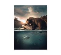 Game Gift Jigsaw，Sleeping bear on a tree trunk in a lake，Adults 1000 Pieces Puzzle Gifts Paper Jigsaw Puzzles Fun Family Puzzles for Home Decoration Puzzle（38x26cm）-T42