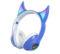 Game Headset Over Ear,Devil Cat Ear Wireless Sports Headphones - Lightweight Over-Ear Headset, Portable Headphones With Colorful Breathing Lights For Playing Games