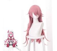 Game Honkai Impact 3 Cosplay Liliya Olenyeva Pink 75 cm Heat Resistant Synthetic Long Curly Hair Halloween Wig + Wig Cap Free Pink