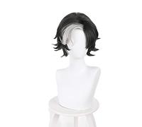Game Identity V Pographer Joseph Desaulniers D.M Cosplay Wigs Black White Gradient Short Synthetic Hair Heat Resistant + Wig