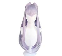 Game KDA Baddest Evelynn Cosplay Wigs KDA Cosplay Long Purple Wigs with Buns Heat Resistant Synthetic Hair + Wig Cap