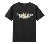 Game Kingdom Come Deliverance II Logo T-Shirt Crewneck Short Sleeve Cotton Tee Women Men Streetwear Tops (M,Black)