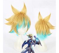 Game LOL Ezreal Character Cosplay Wigs 30cm Gradient Short Heat Resistant Synthetic Hair Perucas Anime Costume Cosplay Wig