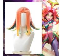 Game Lol Star Guardian Neeko Cosplay Wigs Short Mixed Color Heat Resistant Synthetic Hair Wig