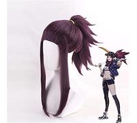 Game Lol The Rogue Assassin Akali Cosplay Wig Skin K/Da Pueple With Ponytail Synthetic Hair Wig Women Mz-1333