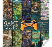 Game maps scrapbook paper, 8.5x8.5, 10 Designs, 20 Double-Sided Sheets: Maps Scrapbooking Paper for Junk Journals, Decorative craft Paper for Gift, ... & Mixed Media, Origami, Collage & Card Making