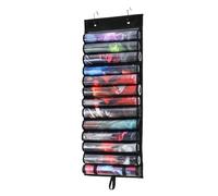 Game Mat Holder, Hanging Game Accessories Organizer Bag with Transparent Slots, Wall Storage Display, Perfect for Family Gatherings, Birthday Parties, Play Area, Home Door, Kids Room, 150g Black