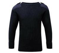 Game Mens Fort Crew Neck Combat Jumper 120 Heavyweight 7 Gauge Knit, Epaulette