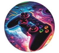 Game Neon 1000-Piece Jigsaw Puzzle Round Jigsaws 1000 Pieces for Adults DIY Art Decor, 67.5x67.5cm