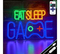 Game Neon Sign, EAT SLEEP GAME Wall Decor Glow at Night Neon Light for Gamer Boy Game Room Decor Bedroom Wall Gaming Wall Decoration (Blue)