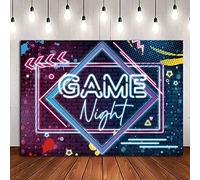 Game Night Theme Photography Backdrops Glow Neon Photo Background for Game On Birthday Party Decor Sleepover Slumber Prom Gaming Party Cake Table Decor Photobooth Supplies 7x5ft
