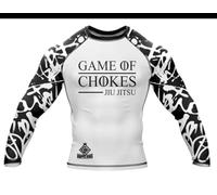 Game of CHOKES BJJ MMA Grapple Kings Thrones Rashguard Rash Guard (UK, Alpha, L, Regular, Regular, Standard, White)