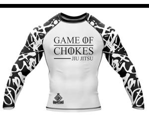 Game of CHOKES BJJ MMA Grapple Kings Thrones Rashguard Rash Guard (UK, Alpha, M, Regular, Regular, Standard, White)