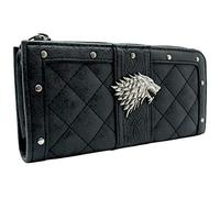 Game of House Stark Thrones Dire Wolf Metal Emblem Purse Clutch Coin & Card Holder, Grey