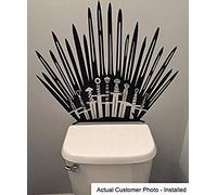 Game of Throne Parody Inspired Toilet Decal Iron Throne Toilet Decal Sticker- Iron Throne Behind Toilet On Bathroom Wall