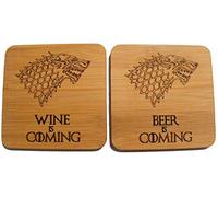 GAME OF THRONES COASTERS WINE BEER DRINKS MAT WINTER IS COMING WOLF WOODEN