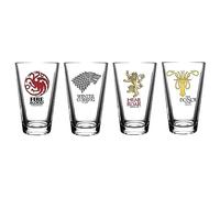 Game of Thrones Collectible Pint Glass Set, Stark, Targaryen, Lannister and Greyjoy