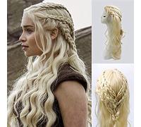 Game of Thrones Cosplay Wig Dragon Mother Daenerys Targaryen Gold Long Wavy Blonde Hairpiece Halloween Party Costume Wigs