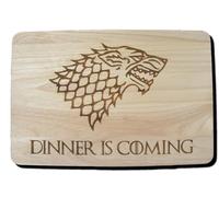 Game of Thrones Gift Wooden Chopping Cutting Cheese Board Dinner is Coming Wolf Winter Cooking Baking Present (Premium Hardwood 24x17x1.5 cm)