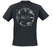 Game of Thrones Men's Round Sigils Regular Fit Short Sleeve T-Shirt, Black, Small