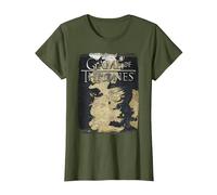 Game of Thrones Series map T-Shirt, Women, Olive Green, Large
