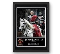 Game of Thrones - Tywin Lannister/Charles Dance Signed Autograph Print Poster Black Framed Mounted Wall Art (10x12) Actor Artwork for Home & Office Decor Gift
