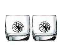 Game of Thrones Whiskey Glass Set - Targaryen Sigil - 10 oz Capacity - Glasses 2-Pack - Heavy Base