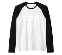 Game ON Bowling Ball - Strike, Spare, Ten-pin Kingpin Bowler Raglan Baseball Tee