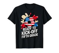 Game On Ready KICK Off Fifth Grade Soccer First Day Red Value Graphic T-Shirt, Men, Black, L