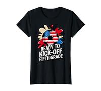 Game On Ready KICK Off Fifth Grade Soccer First Day Red Value Graphic T-Shirt, Women, Black, S