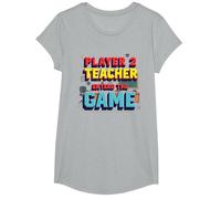 Game Over Back to School: Teacher Entered The Game T-Shirt, Girls, Heather Grey, Small