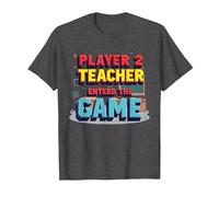 Game Over Back to School: Teacher Entered The Game T-Shirt, Men, Dark Heather Grey, 6XL