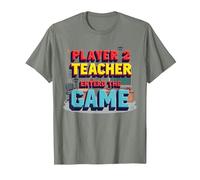Game Over Back to School: Teacher Entered The Game T-Shirt, Men, Olive Heather, L