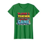 Game Over Back to School: Teacher Entered The Game T-Shirt, Women, Kelly Green, L