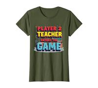 Game Over Back to School: Teacher Entered The Game T-Shirt, Women, Olive, L
