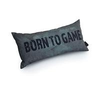 Game Over Born to Game Slogan - Grey | Gaming Cushion | Hollowfibre Filled | Water Resistant | Bedding and Sofa | Home Decor