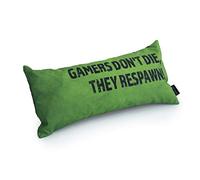 Game Over Gamers Don't Die, They Respawn! Slogan - Lime | Gaming Cushion | Hollowfibre Filled | Water Resistant | Bedding and Sofa | Home Decor