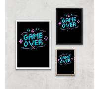 Game Over Gaming Art Print - A2 - White Frame
