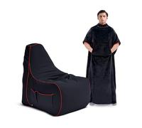 Game Over Gaming Blanket & Bean Bag | Stay Warm & Comfortable While Gaming | Wearable Fleece Blanket with Arm Slots | Ergonomic Gaming Bean Bag | Ultimate Gamer Setup (Fire Rune)