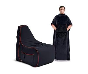 Game Over Gaming Blanket & Bean Bag | Stay Warm & Comfortable While Gaming | Wearable Fleece Blanket with Arm Slots | Ergonomic Gaming Bean Bag | Ultimate Gamer Setup (Fire Rune)